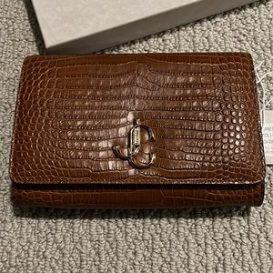 Jimmy Choo Varenne Croc-effect Leather Clutch